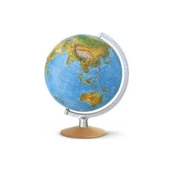 Doppelbild-Leuchtglobus, Holzfuß Buche natur und silberfarbener Metallmeridian (DPI 3017)