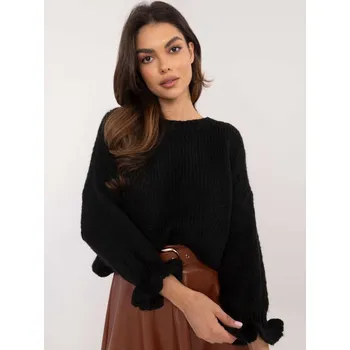 Dámský svetr Jarní svetr z hrubého úpletu Italy Fashion černý EU velikost: Univerzální