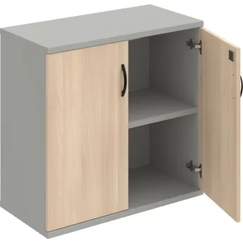 Policová skříň SZ 2 80 01 – Skříň policová dvéřová 76,8 × 80 cm - Akát , Šedá , UCO – černá