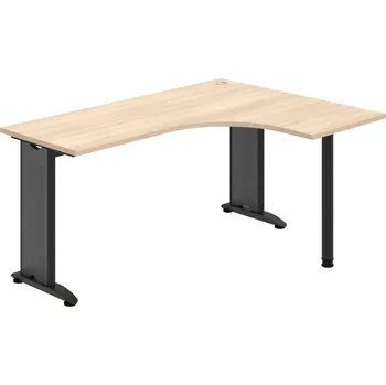 Psací stůl FE 60 L – Stůl ergo levý 160 × 120 cm - Akát , Černý kov