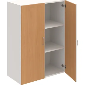 Policová skříň D 3 80 01 – Skříň policová dvéřová 111 × 80 cm - Buk , Bílá , USN – Hobis