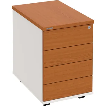 Zásuvkový kontejner K 34 C PTO P – Kontejner, 4 zásuvky, cent. zamykání, bezúchytkové otevírání, léta podél, hl. 60 cm - Třešeň , Bílá