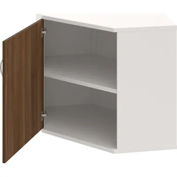 Policová skříň SRV 2 01 L – Skříň vnitřní roh levá 76,8 cm - Ořech , Bílá , USN – Hobis