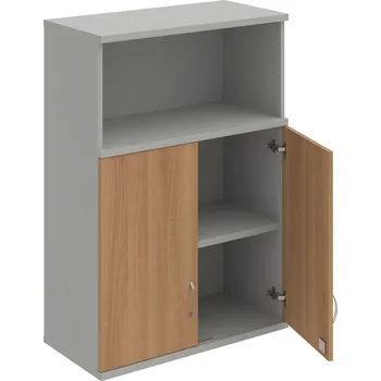 Policová skříň SZ 3 80 02 H – Skříň policová dvéřová 115,2 × 80 cm - Višeň , Šedá , USN – Hobis