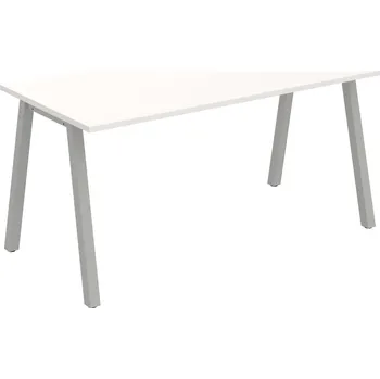 Psací stůl UJ A 1600 – Stůl jednací rovný délky 160 cm - Bílá , Šedý kov
