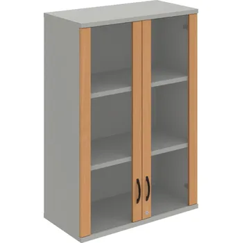 Policová skříň SZ 3 80 04 H – Skříň policová dvéřová 115,2 × 80 cm - Buk , Šedá , UCO – černá