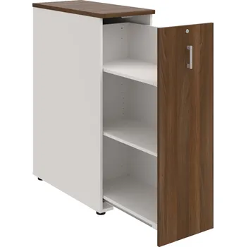 SPVZ 3 P – Skříňka ke stolu, šanonová, výsuvná, pravá - Ořech , Bílá , USH – hranatá