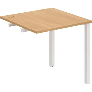 Psací stůl US 800 R – Stůl pracovní délky 80 cm, k řetězení - Dub , Bílý kov