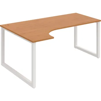 Psací stůl UE O 1800 P – Stůl ergo 180 × 120 cm, pravý - Olše , Bílý kov