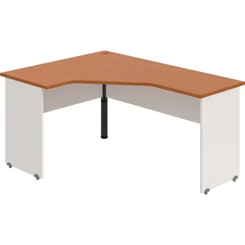 Psací stůl GEV 60 P – Stůl ergo pravý 160 × 120 cm - Třešeň , Bílá , Černý kov