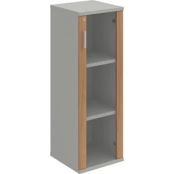 Policová skříň SZ 3 40 02 P – Skříň policová dvéřová 115,2 × 40 cm - Višeň , Šedá , USH – hranatá