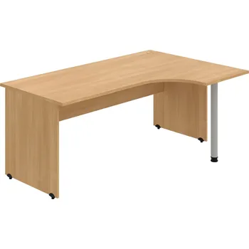Psací stůl GE 1800 60 L – Stůl ergo 180 × 120 cm, levý - Dub , Dub , Šedý kov