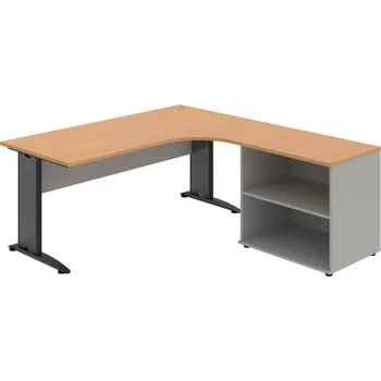 Psací stůl CE 1800 60 H L – Sestava CE 1800 60 L + SP 80 60 P - Buk , Šedá , Černý kov