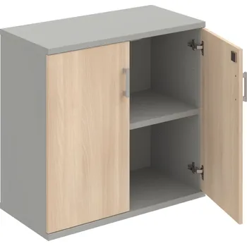 Policová skříň SZ 2 80 01 – Skříň policová dvéřová 76,8 × 80 cm - Akát , Šedá , USH – hranatá