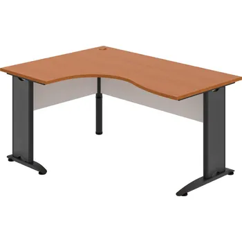 Psací stůl CE 2005 P – Stůl ergo pravý 160 × 120 cm - Třešeň , Bílá , Černý kov