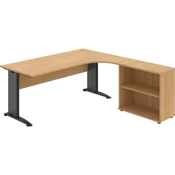 Psací stůl CE 1800 H L – Sestava levá 180 cm - Dub , Dub , Černý kov