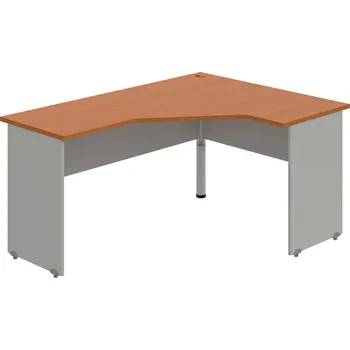 Psací stůl GEV 60 L – Stůl ergo levý 160 × 120 cm - Třešeň , Šedá , Šedý kov