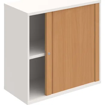 Policová skříň SZ 2 80 03 P – Skříň policová roletová pravá 76.8 × 80 cm - Bílá , Buk