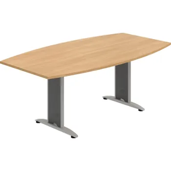 Jednací stůl FJ 200 – Stůl jednací sud 200 cm - Dub , Šedý kov