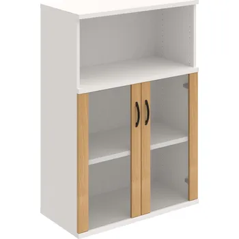 Policová skříň S 3 80 05 – Skříň policová dvéřová 115,2 × 80 cm - Dub , Bílá , UCO – černá