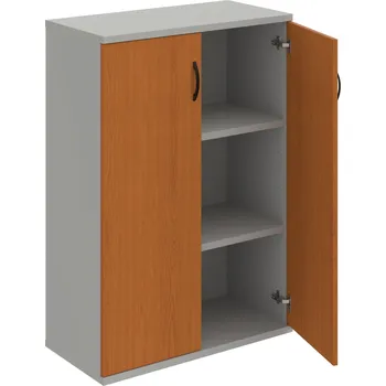 Policová skříň S 3 80 01 – Skříň policová dvéřová 115,2 × 80 cm - Třešeň , Šedá , UCO – černá