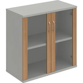 Policová skříň S 2 80 02 – Skříň policová dvéřová 76,8 × 80 cm - Višeň , Šedá , USN – Hobis