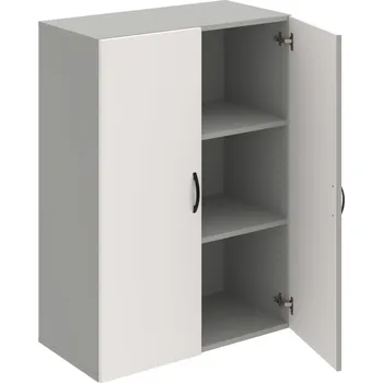 Policová skříň D 3 80 01 – Skříň policová dvéřová 111 × 80 cm - Bílá , Šedá , UCO – černá