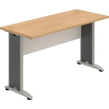 Psací stůl CE 1400 – Stůl pracovní rovný 140 cm, hl. 60 cm - Dub , Bílá , Šedý kov
