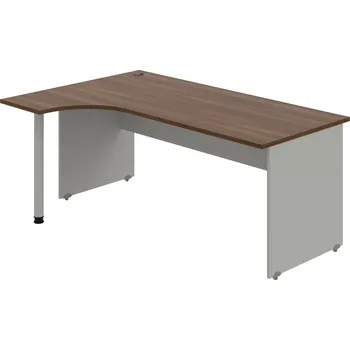 Psací stůl GE 1800 P – Stůl ergo pravý 180 × 120 cm - Ořech , Šedá , Šedý kov