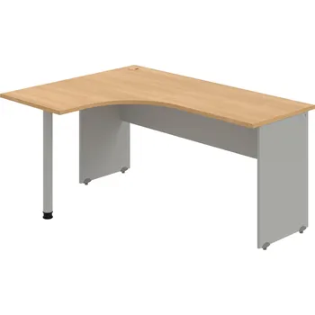 Psací stůl GE 60 P – Stůl ergo pravý 160 × 120 cm - Dub , Šedá , Šedý kov