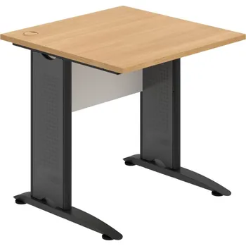 Psací stůl CS 800 – Stůl pracovní rovný 80 cm - Dub , Bílá , Černý kov