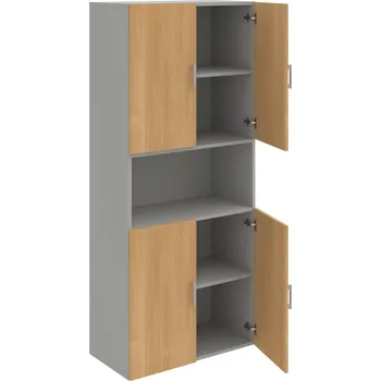 Policová skříň D 5 80 05 – Skříň policová dvéřová 185 × 80 cm - Dub , Šedá , USH – hranatá