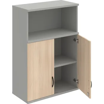 Policová skříň SZ 3 80 02 H – Skříň policová dvéřová 115,2 × 80 cm - Akát , Šedá , UCO – černá