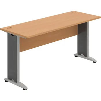 Psací stůl CE 1600 – Stůl pracovní rovný 160 cm, hl. 60 cm - Buk , Buk , Šedý kov