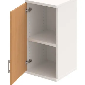 Policová skříň S 2 40 01 L H – Skříň policová dvéřová 76,8 × 40 cm - Buk , Bílá , USH – hranatá