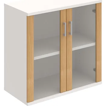 Policová skříň S 2 80 02 – Skříň policová dvéřová 76,8 × 80 cm - Dub , Bílá , USH – hranatá