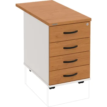 Zásuvkový kontejner K 34 C N 80 – Kontejner, 4 zásuvky, cent. zamykání, léta napříč, hl. 80 cm - Olše , Bílá , UCO – černá