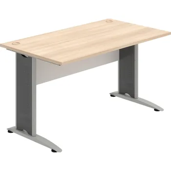 Psací stůl CS 1400 – Stůl pracovní rovný 140 cm - Akát , Bílá , Šedý kov