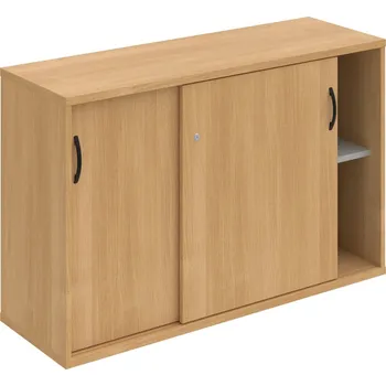 Policová skříň SZ 2 120 02 – Skříňka s posuv. dveřmi 76,8 × 120 cm - Dub , Dub , UCO – černá