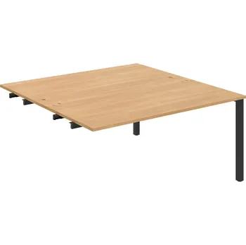 Psací stůl USD 1600 R – Stůl pracovní 160 × 160 cm, k řetězení - Dub , Černý kov