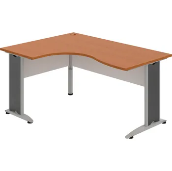 Psací stůl CE 2005 P – Stůl ergo pravý 160 × 120 cm - Třešeň , Bílá , Šedý kov