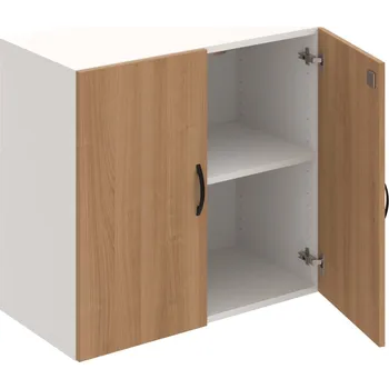 Policová skříň DZ 2 80 01 – Skříň policová dvéřová 74 × 80 cm - Višeň , Bílá , UCO – černá