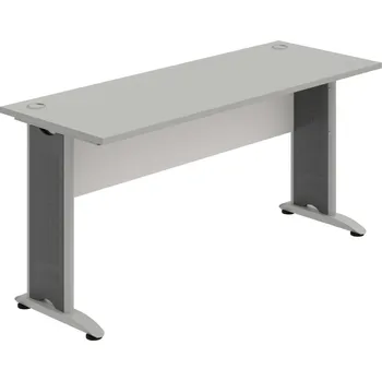 Psací stůl CE 1600 – Stůl pracovní rovný 160 cm, hl. 60 cm - Šedá , Bílá , Šedý kov