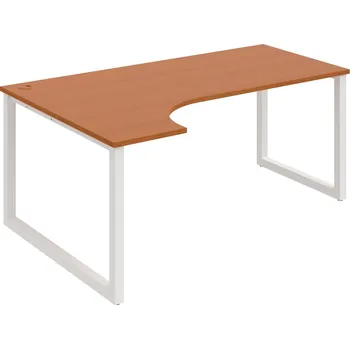 Psací stůl UE O 1800 P – Stůl ergo 180 × 120 cm, pravý - Třešeň , Bílý kov