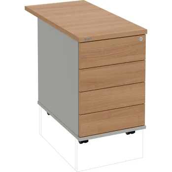 Zásuvkový kontejner K 34 C PTO N 80 – Kontejner, 4 zásuvky, cent. zamykání, bezúchytkové otevírání, léta napříč, hl. 80 cm - Višeň , Šedá