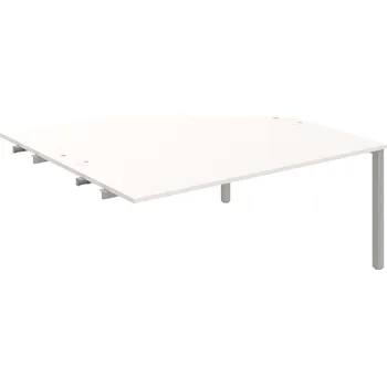 Psací stůl USD 1800 R – Stůl pracovní 180 × 160 cm, k řetězení - Bílá , Šedý kov