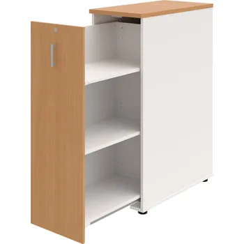 SPVZ 3 L – Skříňka ke stolu, šanonová, výsuvná, levá - Buk , Bílá , USH – hranatá