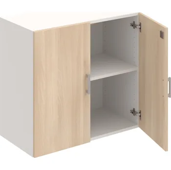 Policová skříň DZ 2 80 01 – Skříň policová dvéřová 74 × 80 cm - Akát , Bílá , USH – hranatá