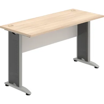 Psací stůl CE 1400 – Stůl pracovní rovný 140 cm, hl. 60 cm - Akát , Bílá , Šedý kov