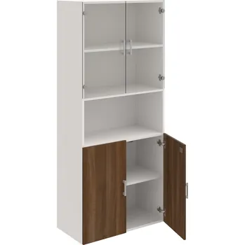 Policová skříň DZ 5 80 07 – Skříň policová dvéřová 185 × 80 cm - Ořech , Bílá , USH – hranatá